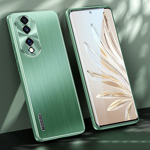 Custodia Lusso Alluminio e Silicone Laterale Cover JL1 per Huawei Honor 70 5G Verde