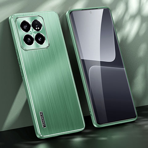 Custodia Lusso Alluminio e Silicone Laterale Cover JL1 per Xiaomi Mi 14 Pro 5G Verde