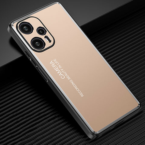 Custodia Lusso Alluminio e Silicone Laterale Cover JL2 per Xiaomi Redmi Note 12 Turbo 5G Oro