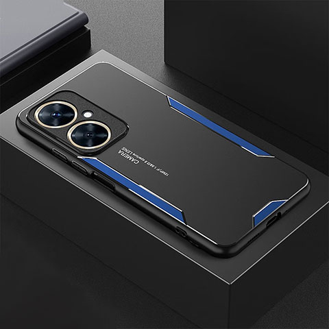 Custodia Lusso Alluminio e Silicone Laterale Cover JL3 per Huawei Nova 11i Blu