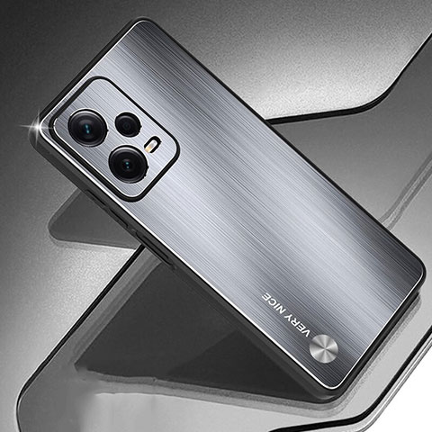 Custodia Lusso Alluminio e Silicone Laterale Cover JS1 per Xiaomi Poco X5 5G Argento