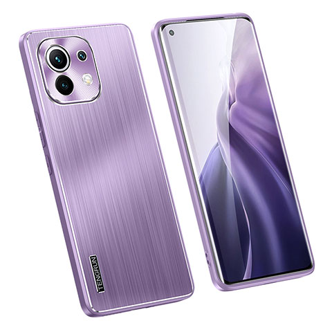 Custodia Lusso Alluminio e Silicone Laterale Cover M02 per Xiaomi Mi 11 Lite 5G NE Viola