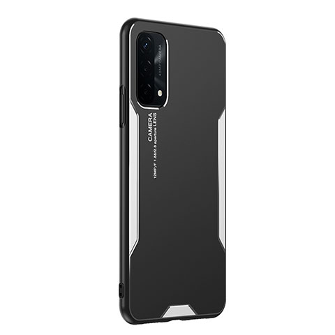 Custodia Lusso Alluminio e Silicone Laterale Cover PB1 per Oppo A74 5G Argento