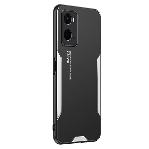 Custodia Lusso Alluminio e Silicone Laterale Cover PB1 per Oppo A76 Argento