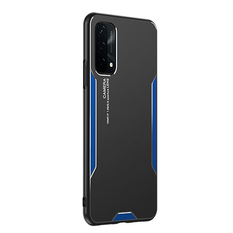 Custodia Lusso Alluminio e Silicone Laterale Cover PB1 per Oppo A93 5G Blu