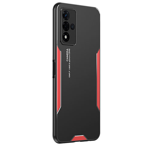 Custodia Lusso Alluminio e Silicone Laterale Cover PB1 per Oppo A93s 5G Rosso