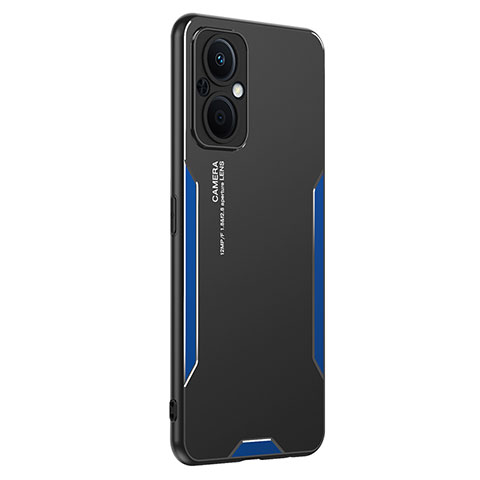 Custodia Lusso Alluminio e Silicone Laterale Cover PB1 per Oppo F21 Pro 5G Blu