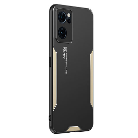 Custodia Lusso Alluminio e Silicone Laterale Cover PB1 per Oppo Find X5 Lite 5G Oro