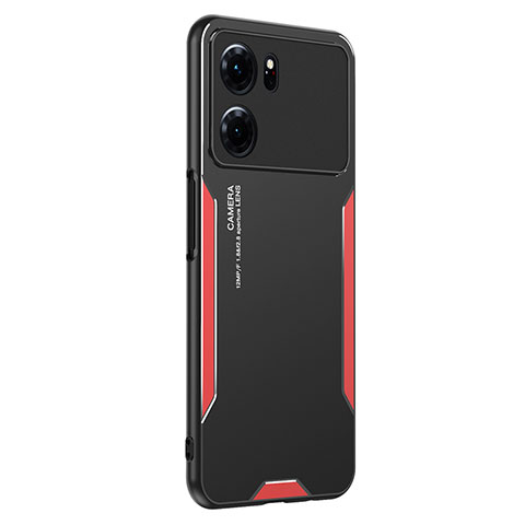 Custodia Lusso Alluminio e Silicone Laterale Cover PB1 per Oppo K10 5G Rosso