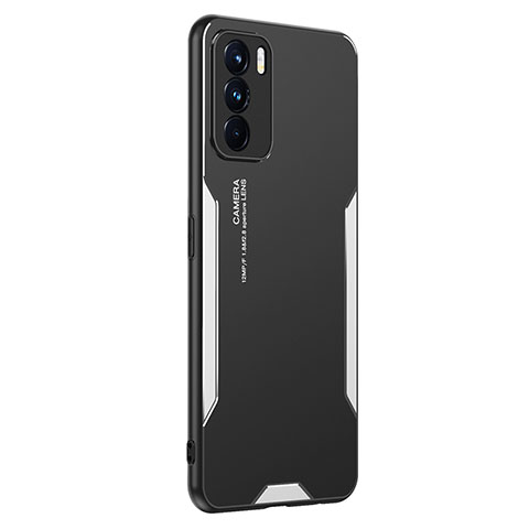 Custodia Lusso Alluminio e Silicone Laterale Cover PB1 per Oppo K9 Pro 5G Argento