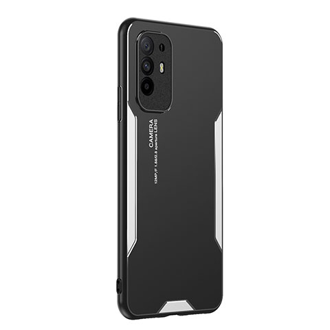 Custodia Lusso Alluminio e Silicone Laterale Cover PB1 per Oppo Reno5 Z 5G Argento