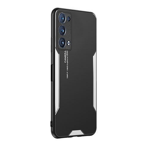 Custodia Lusso Alluminio e Silicone Laterale Cover PB1 per Oppo Reno6 Pro 5G Argento