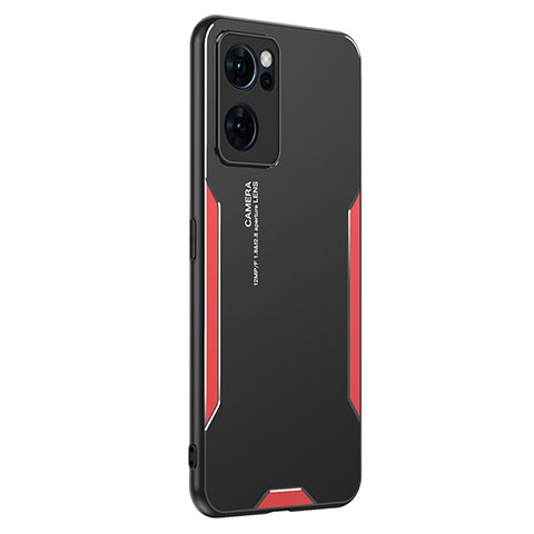 Custodia Lusso Alluminio e Silicone Laterale Cover PB1 per Oppo Reno7 5G Rosso