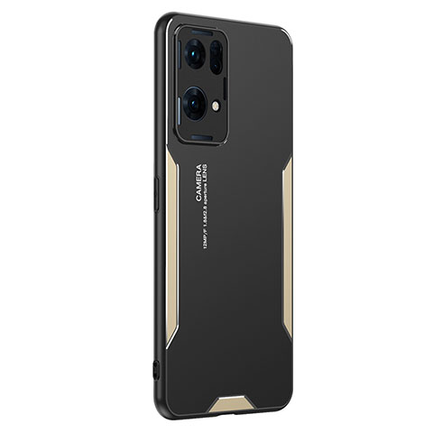 Custodia Lusso Alluminio e Silicone Laterale Cover PB1 per Oppo Reno7 Pro 5G Oro