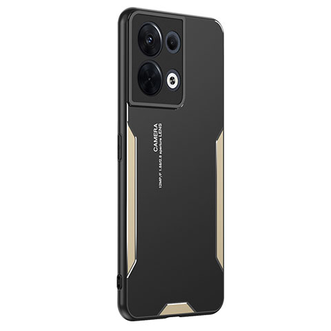 Custodia Lusso Alluminio e Silicone Laterale Cover PB1 per Oppo Reno8 5G Oro