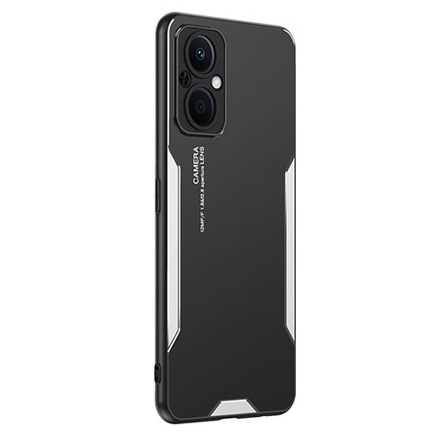 Custodia Lusso Alluminio e Silicone Laterale Cover PB1 per Oppo Reno8 Lite 5G Argento