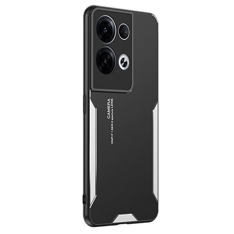 Custodia Lusso Alluminio e Silicone Laterale Cover PB1 per Oppo Reno8 Pro 5G Argento