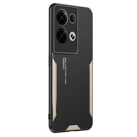 Custodia Lusso Alluminio e Silicone Laterale Cover PB1 per Oppo Reno8 Pro 5G Oro