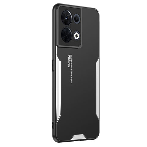 Custodia Lusso Alluminio e Silicone Laterale Cover PB1 per Oppo Reno9 Pro 5G Argento