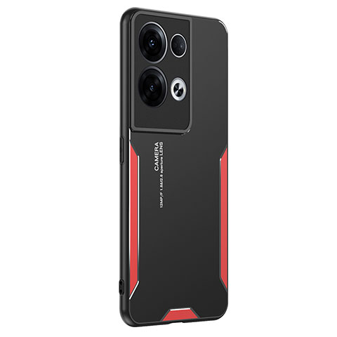 Custodia Lusso Alluminio e Silicone Laterale Cover PB1 per Oppo Reno9 Pro+ Plus 5G Rosso