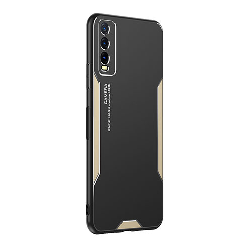 Custodia Lusso Alluminio e Silicone Laterale Cover PB1 per Vivo Y12s Oro