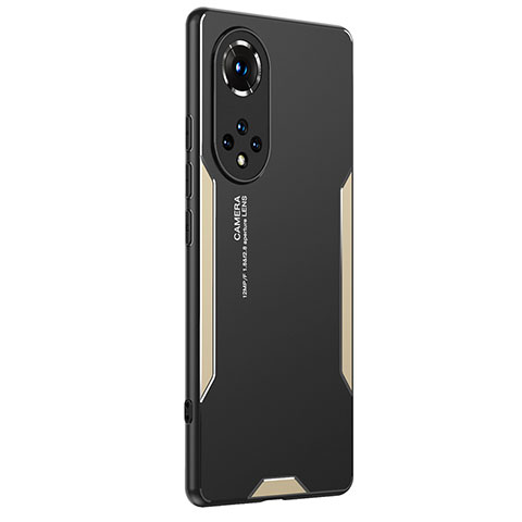 Custodia Lusso Alluminio e Silicone Laterale Cover PB2 per Huawei Honor 50 Pro 5G Oro