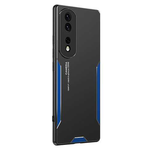 Custodia Lusso Alluminio e Silicone Laterale Cover PB2 per Huawei Honor 80 Pro 5G Blu