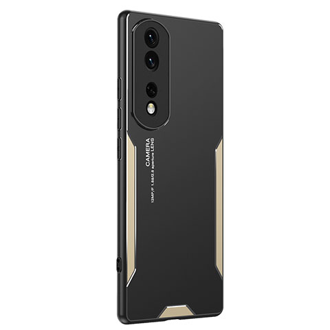 Custodia Lusso Alluminio e Silicone Laterale Cover PB2 per Huawei Honor 80 Pro 5G Oro