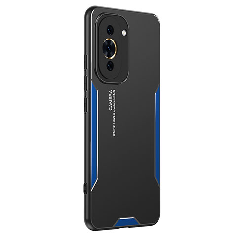 Custodia Lusso Alluminio e Silicone Laterale Cover PB2 per Huawei Nova 10 Pro Blu