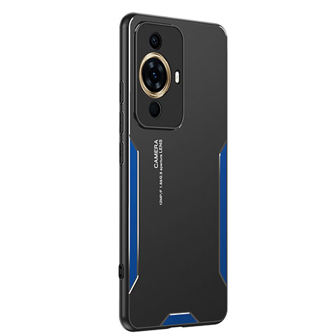 Custodia Lusso Alluminio e Silicone Laterale Cover PB2 per Huawei Nova 11 Pro Blu