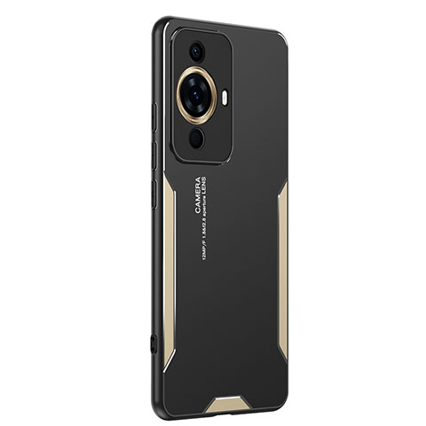 Custodia Lusso Alluminio e Silicone Laterale Cover PB2 per Huawei Nova 11 Pro Oro