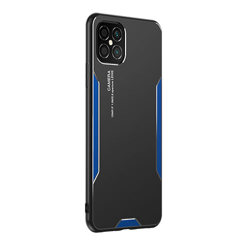 Custodia Lusso Alluminio e Silicone Laterale Cover PB2 per Huawei Nova 8 SE 4G Blu