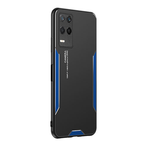 Custodia Lusso Alluminio e Silicone Laterale Cover PB2 per Realme 8 5G Blu