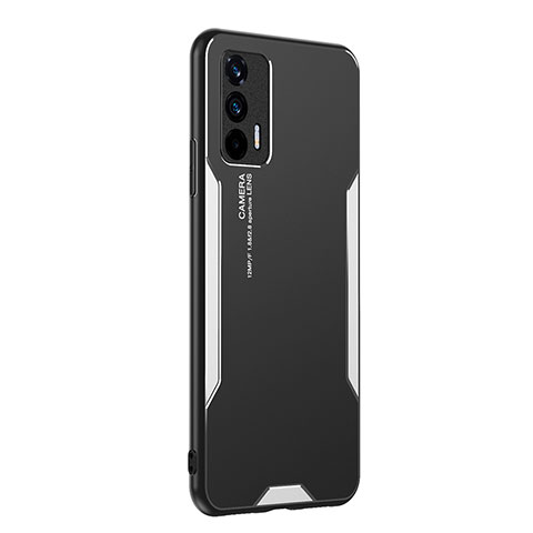 Custodia Lusso Alluminio e Silicone Laterale Cover PB2 per Realme GT Neo 5G Argento