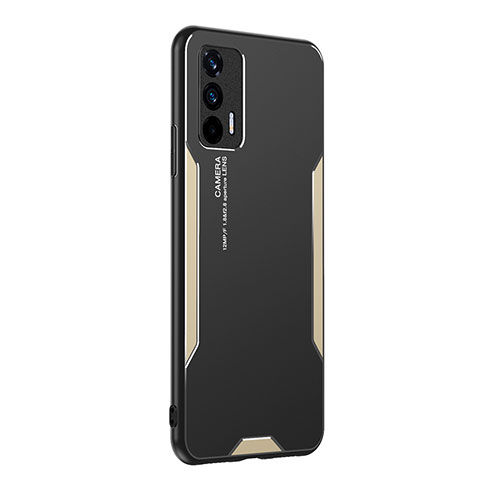 Custodia Lusso Alluminio e Silicone Laterale Cover PB2 per Realme Q3 Pro 5G Oro