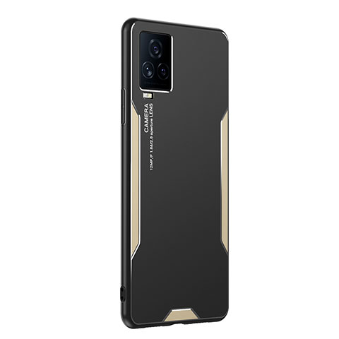 Custodia Lusso Alluminio e Silicone Laterale Cover PB2 per Vivo iQOO 7 Legend 5G Oro