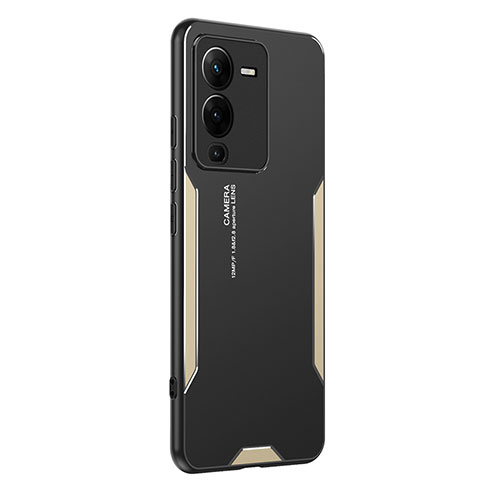 Custodia Lusso Alluminio e Silicone Laterale Cover PB2 per Vivo V25 Pro 5G Oro