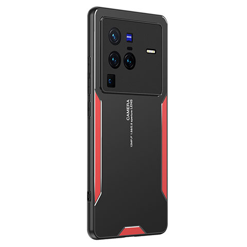 Custodia Lusso Alluminio e Silicone Laterale Cover PB2 per Vivo X80 Pro 5G Rosso