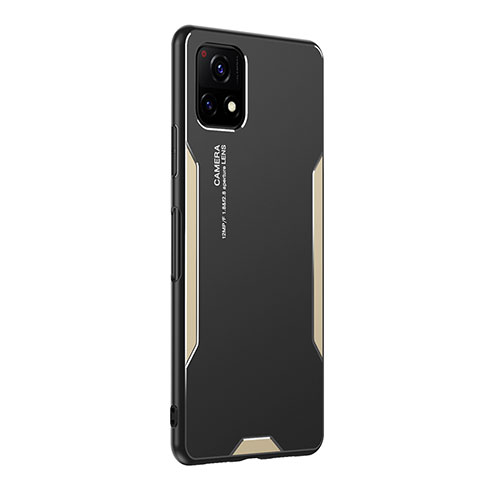 Custodia Lusso Alluminio e Silicone Laterale Cover PB2 per Vivo Y52s 5G Oro