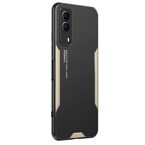 Custodia Lusso Alluminio e Silicone Laterale Cover PB2 per Vivo Y53s 5G Oro