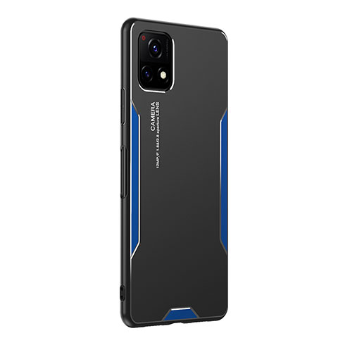 Custodia Lusso Alluminio e Silicone Laterale Cover PB2 per Vivo Y54s 5G Blu