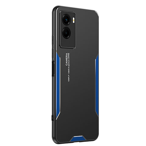 Custodia Lusso Alluminio e Silicone Laterale Cover PB2 per Vivo Y55s (2021) Blu