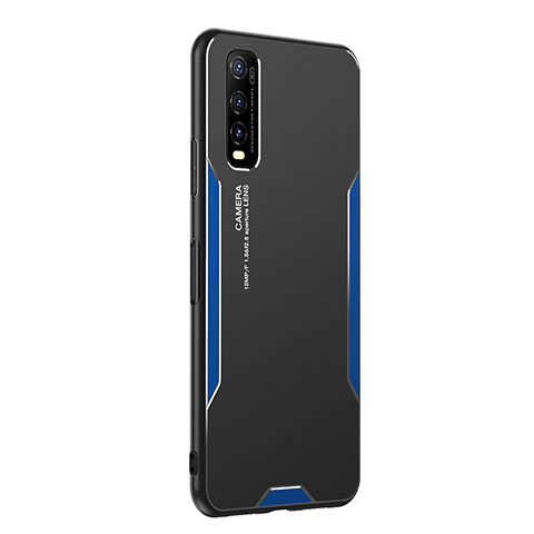 Custodia Lusso Alluminio e Silicone Laterale Cover PB2 per Vivo Y70t 5G Blu