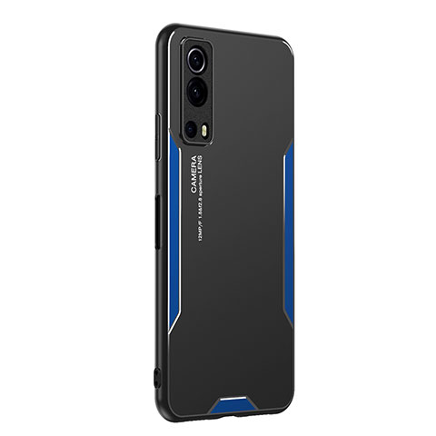 Custodia Lusso Alluminio e Silicone Laterale Cover PB2 per Vivo Y72 5G Blu