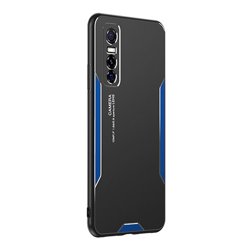 Custodia Lusso Alluminio e Silicone Laterale Cover PB2 per Vivo Y73s 5G Blu