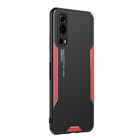 Custodia Lusso Alluminio e Silicone Laterale Cover PB2 per Vivo Y75s 5G Rosso