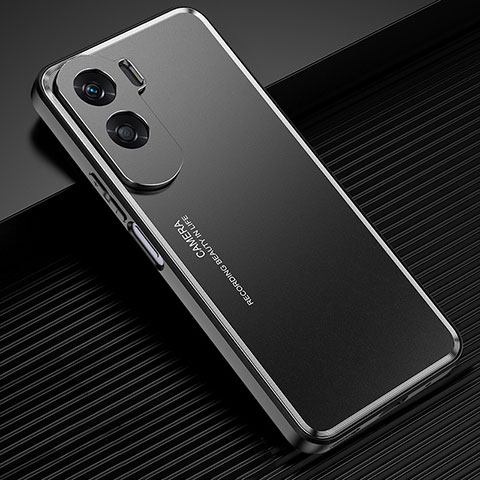 Custodia Lusso Alluminio e Silicone Laterale Cover per Huawei Honor 90 Lite 5G Nero