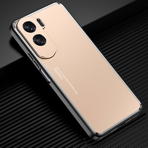 Custodia Lusso Alluminio e Silicone Laterale Cover per Huawei Honor 90 Lite 5G Oro