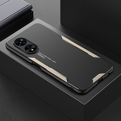 Custodia Lusso Alluminio e Silicone Laterale Cover per Oppo A1 Pro 5G Oro