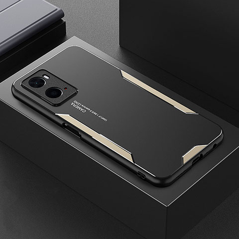 Custodia Lusso Alluminio e Silicone Laterale Cover per Oppo A76 Oro